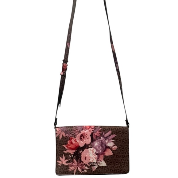 Guess Pink and Purple Floral Crossbody Bag - Picture 2 of 4